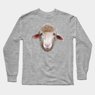 Soft Merino Sheep Woolly Face covered in moss Long Sleeve T-Shirt